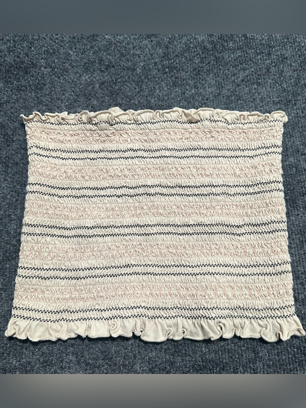 American Eagle Outfitters cream tube crop top with a ruffle trim size: Small